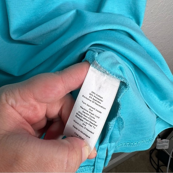 Blue Talbots Top W/Lace Sleeve - Picture 6 of 8